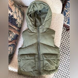 Zara Kids Oliver Green Hooded Puffer Vest